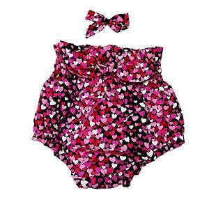 Small Shop Heart Print Bloomers And Bow